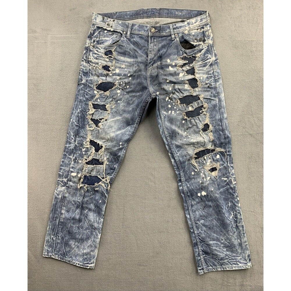 D-Lux Denim Brand Motto Jeans Men's Size 40X32 Factory Destroyed